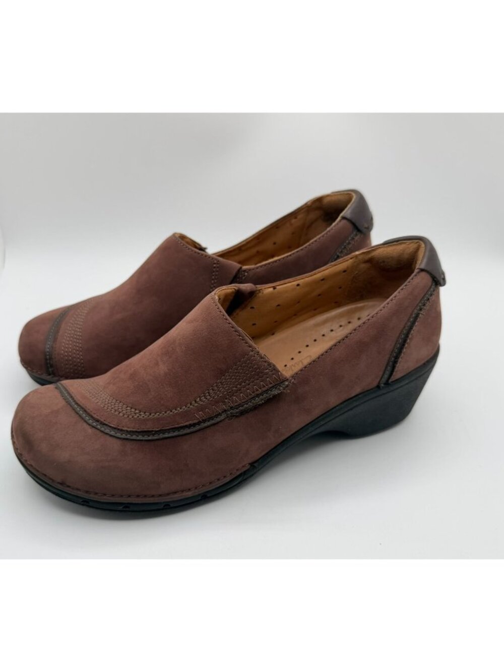 Clarks Unstructured Loafers Women's Size 7M Brown Leather Slip-On Comfort Shoes
